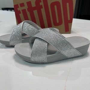 Fitflop Silver Glitter Slide Sandals